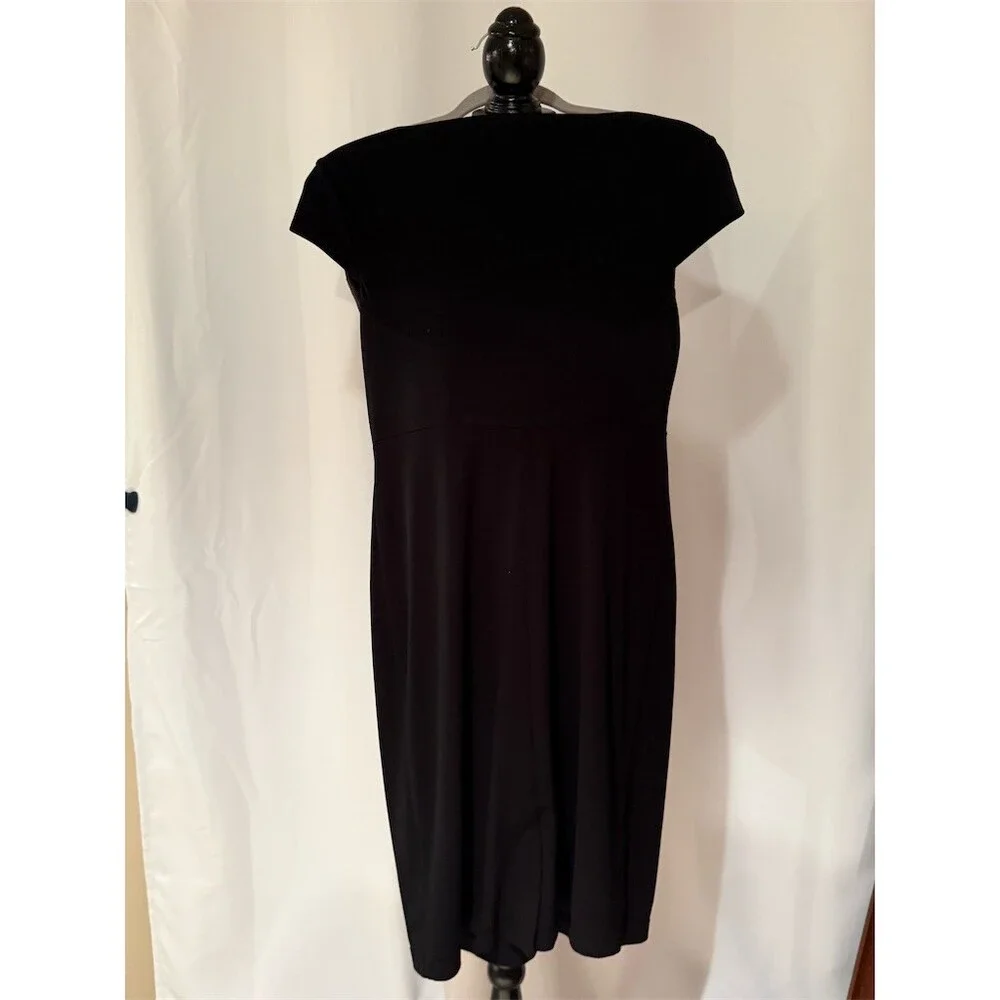 White House Black Market Dress Womens Size 6 Black Wrap Sheath Buckle - Picture 5 of 6